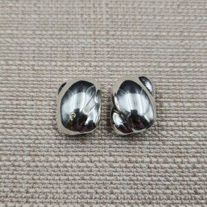 Sterling Silver Heavy Bright Clip On Earrings A6698